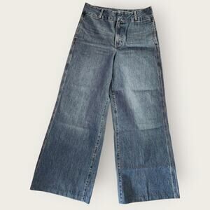 Express Wide Leg Flare Jeans - Medium Blue Denim